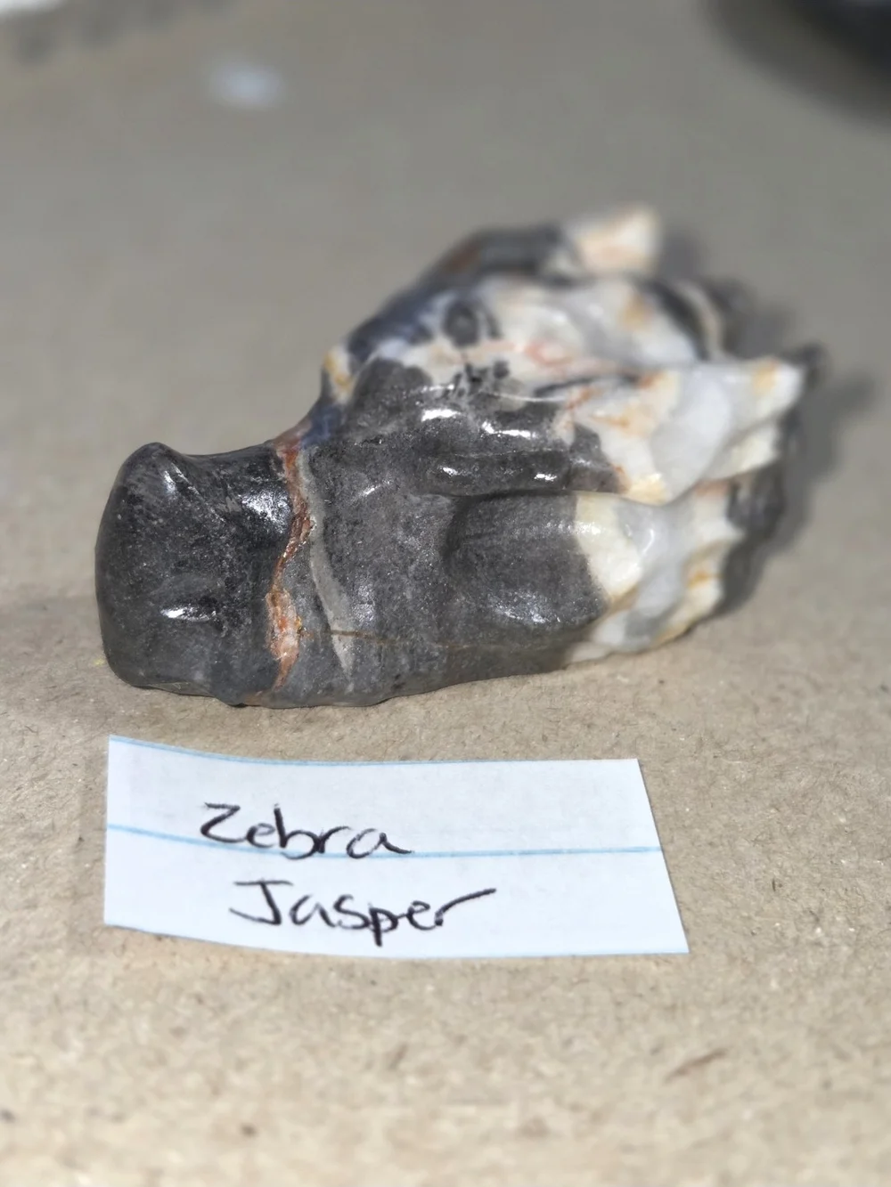 Detailed Zebra Jasper Crystal Carved Dragon Head Stone Sculpture Decor